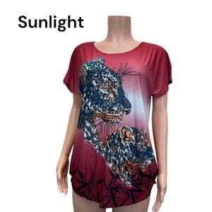 WOMEN Fashion Animal Print  Top Blouse Relaxed  Style. Women SZ L